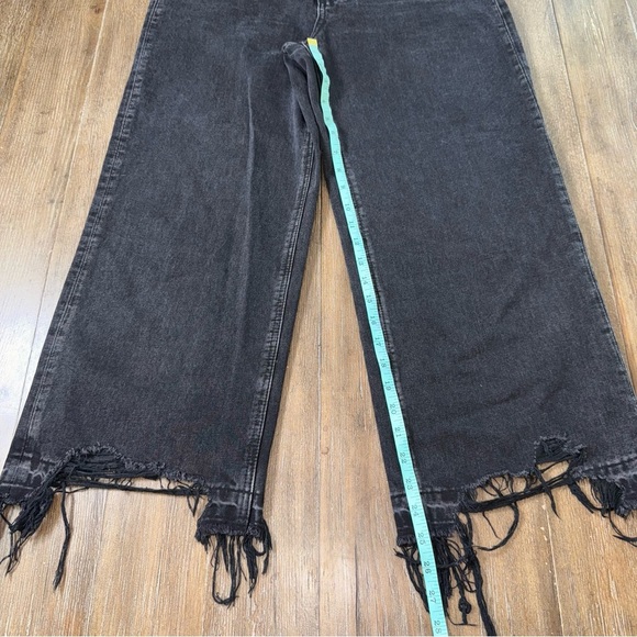 VERVET High Rise Wide Leg Jean Baggy Ankle black Destroyed Raw Hem Distressed - Picture 7 of 10